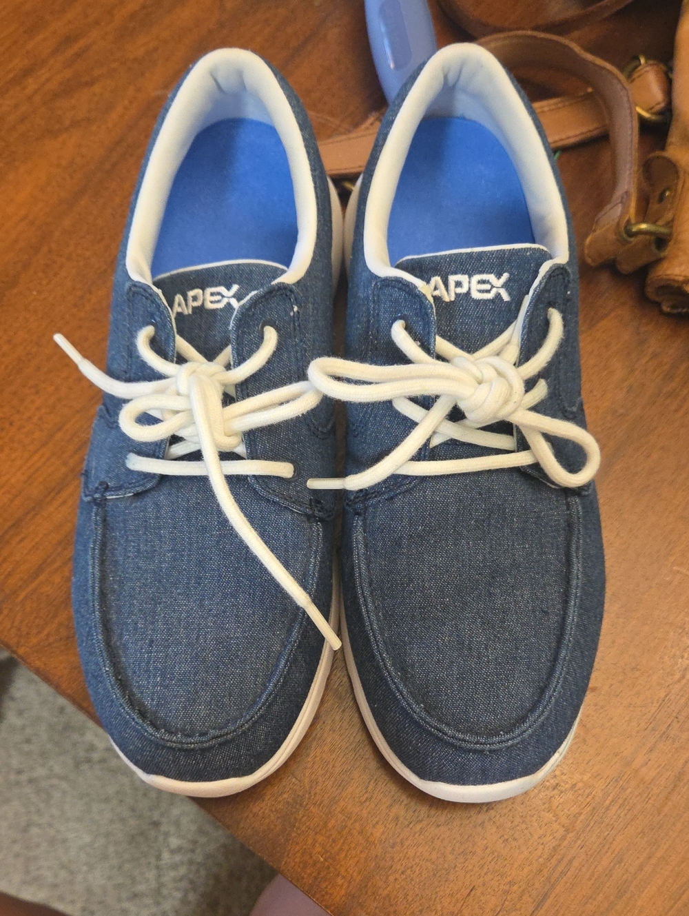Apex Women's Denim Blue Boat Shoes with White Laces